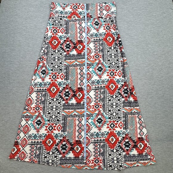 Rue 21 Womens Size XL Multicolor Aztec Print Maxi Skirt Stretch Wide Waistband - Picture 12 of 14